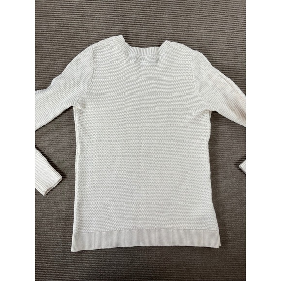 Loft Cream Textured Honeycomb Knit Sweater Womens Medium Button Cuff Long Sleeve - Picture 9 of 12
